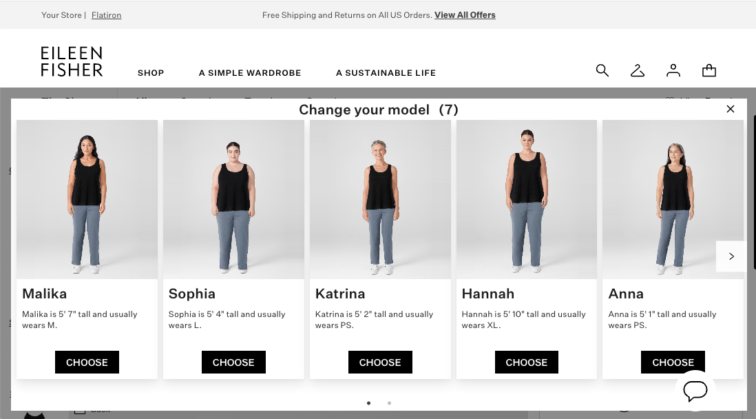 Change Your Model — 7 models of varying ages, heights, sizes, and ethnicities